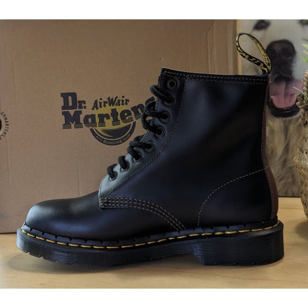 Dr. Martens 1460 Black + Brown Abruzzo WP Leather Lace Up Combat Boots UK 6 NIB - Picture 8 of 14